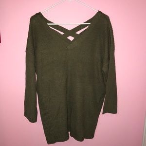 NWT, green cut out back sweater